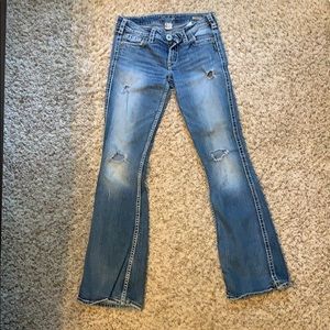 Silver twisted boot cut jeans W27 X L33